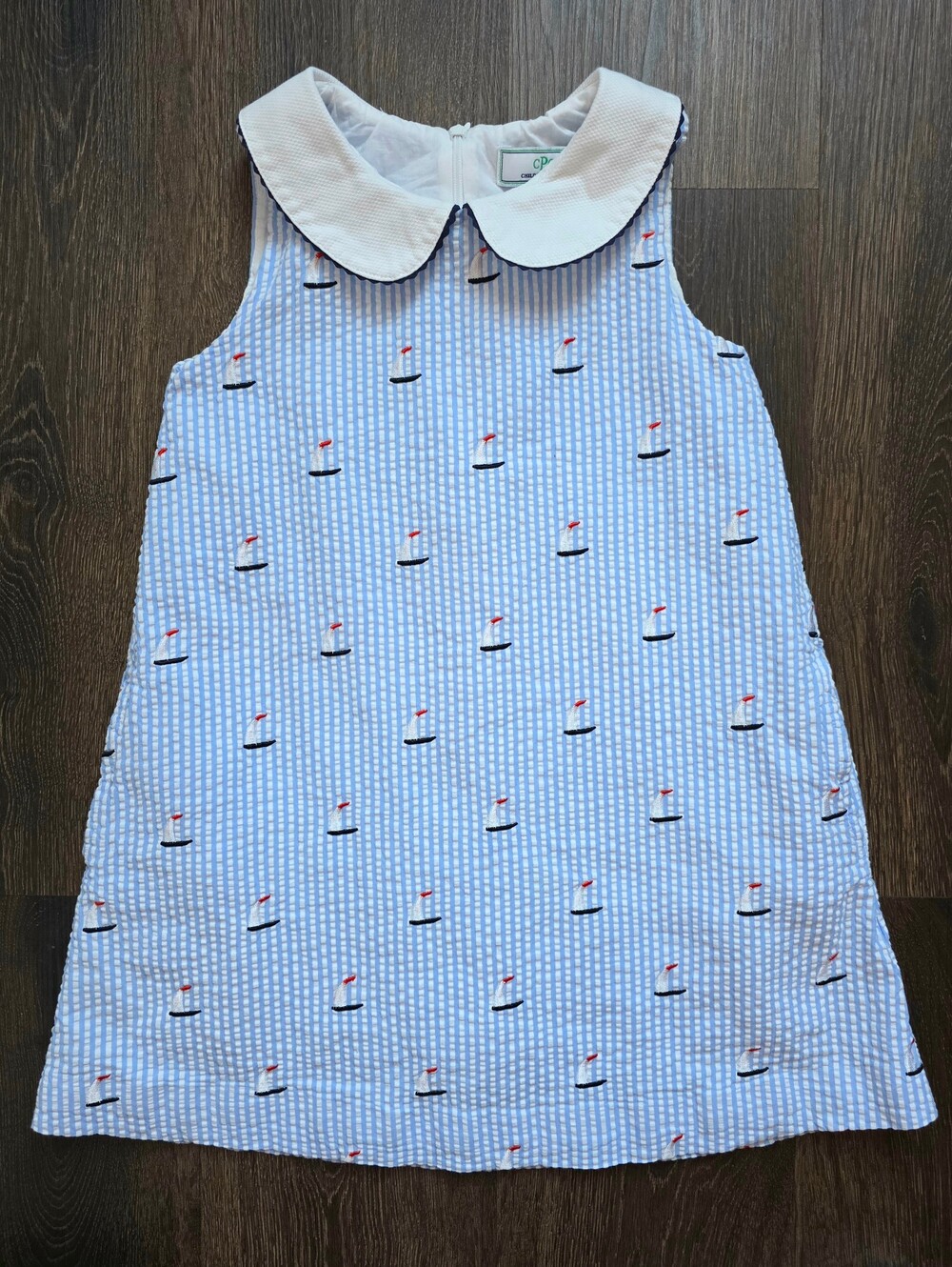 Classic Prep Childrenswear Maddie sailboat seersucker dress